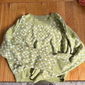 Hollister green/white floral design sweater